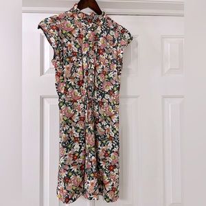 LOFT Floral Dress with Ruffle Neck XXSP